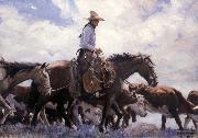 W.H.D. Koerner The Stood There Watching Him Move Across the Range,Leading His Pack Horse china oil painting artist